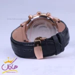 ساعت عقربه ای رومانسون مردانه بند چرم مشکی قاب رزگلد G2096/1 - Image 2