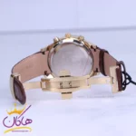 ساعت عقربه ای رومانسون مردانه بند چرم قهوه ای قاب طلایی G2101/1 - Image 2