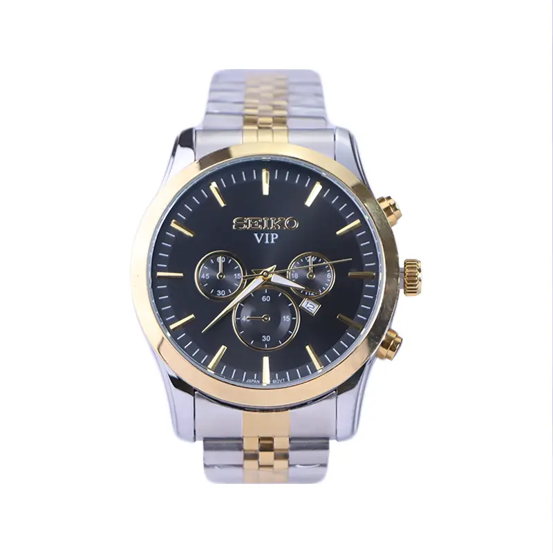 Seiko-VIP-watch-code-G-105.11.webp ساعت مچی سیکو مردانه فلزی صفحه مشکی G 105/1 - Image 1