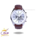 ساعت سیکو مردانه بند چرم قهوه ای قاب نقره ای کرنوگراف G9121/1