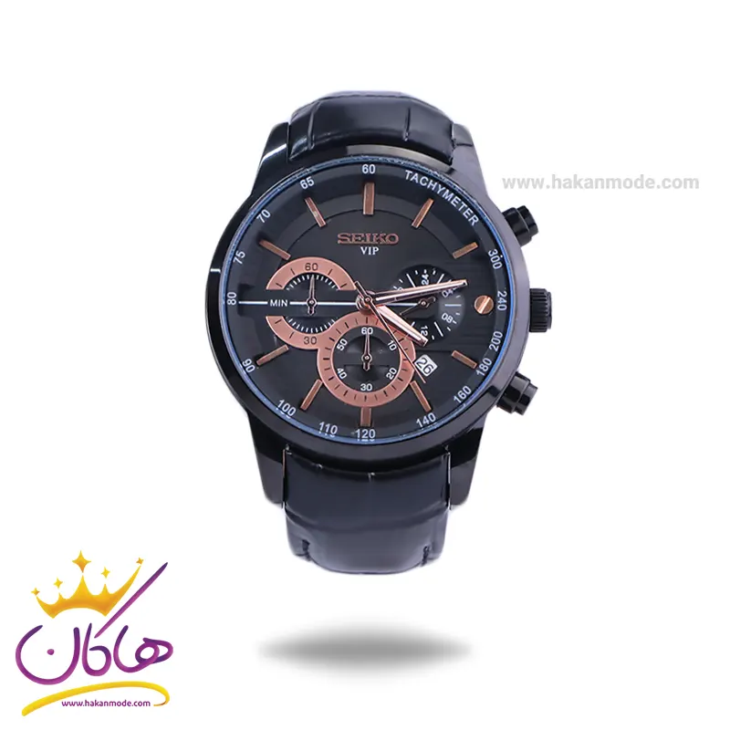 Seiko-VIP-watch-code-G-9233.171.webp ساعت مچی سیکو مردانه بند چرم مشکی کرنوگراف G9233/17 - Image 1