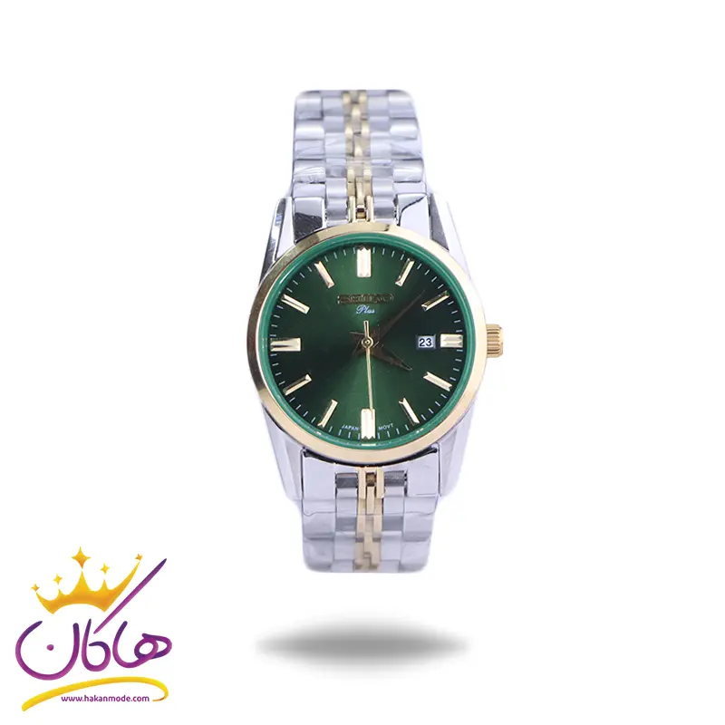 Seiko-plus-watch-code-L-31622.61.webp ساعت مچی سیکو زنانه فلزی نقره ای طلایی صفحه سبز L31622/6 - Image 1