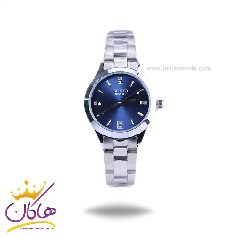 Seiko-rivoli-watch-code-GN059.111.webp ساعت زنانه سیکو فلزی نقره ای صفحه سرمه ای GN 059/11 - Image 1
