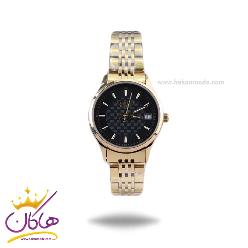 Seiko-rivoli-watch-code-GN059.381.webp ساعت مچی سیکو زنانه فلزی طلایی صفحه مشکی GN 059/38 - Image 1