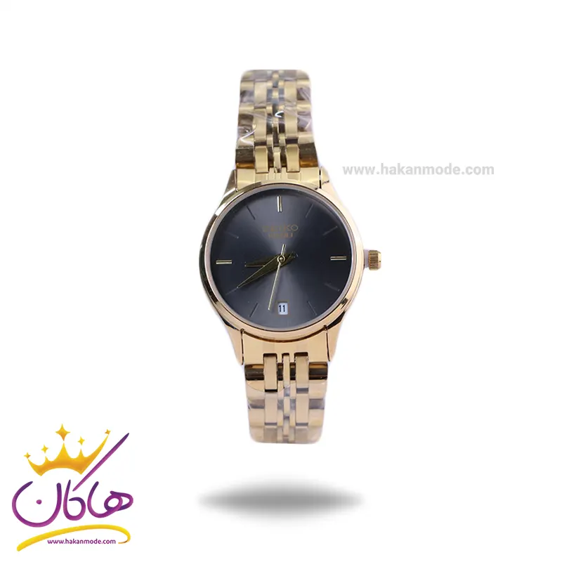 Seiko-rivoli-watch-code-GN059.401.webp ساعت مچی سیکو زنانه فلزی طلایی صفحه مشکی GN 059/40 - Image 1