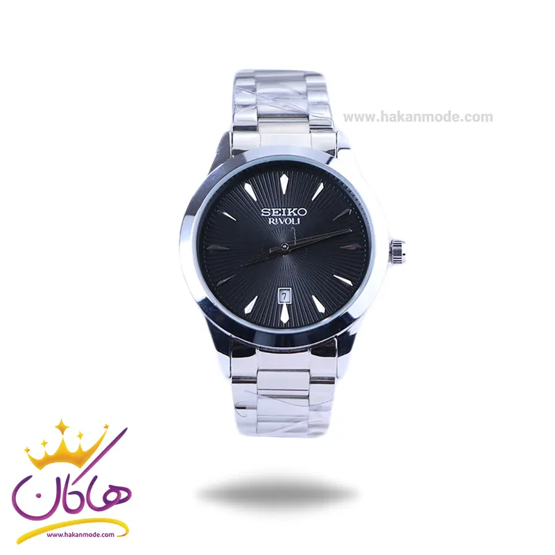 Seiko-rivoli-watch-code-OS9.171.webp ساعت مردانه سیکو فلزی نقره ای صفحه مشکی OS 9/17 - Image 1