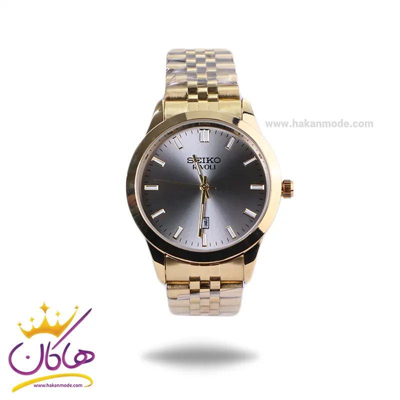 Seiko-rivoli-watch-code-OS9.251.webp ساعت مچی سیکو فلزی طلایی صفحه بژ مردانه OS 9/25 - Image 1