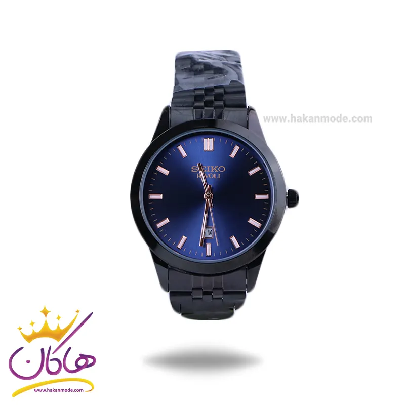 Seiko-rivoli-watch-code-OS9.271.webp ساعت مچی سیکو مردانه فلزی مشکی صفحه آبی OS 9/27 - Image 1