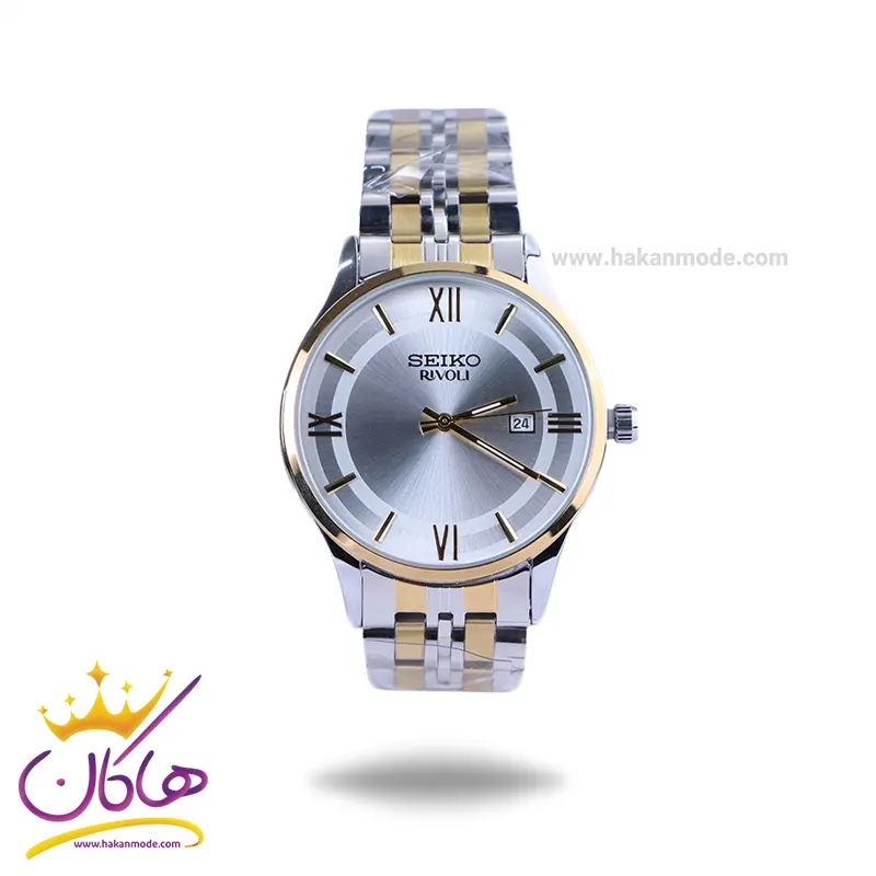 Seiko-rivoli-watch-code-OS9.291.webp ساعت سیکو فلزی نقره ای طلایی صفحه سفید مردانه OS 9/29 - Image 1