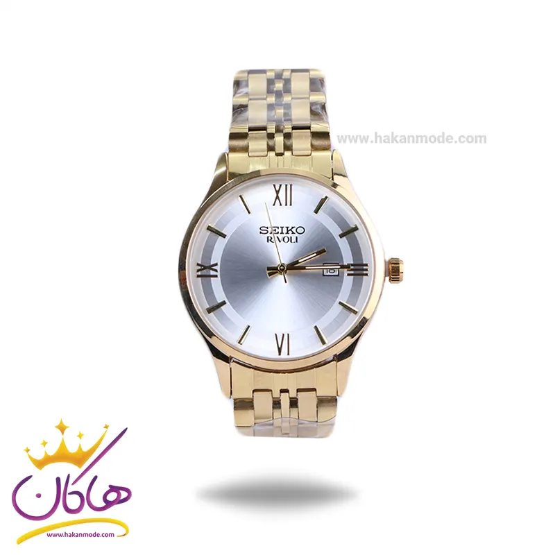 Seiko-rivoli-watch-code-OS9.301.webp ساعت مچی فلزی سیکو طلایی صفحه سفید مردانه OS 9/30 - Image 1