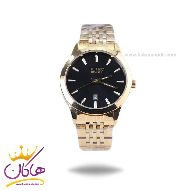 Seiko-rivoli-watch-code-OS9.41.webp ساعت مچی سیکو مردانه فلزی طلایی صفحه مشکی OS 9/4 - Image 1