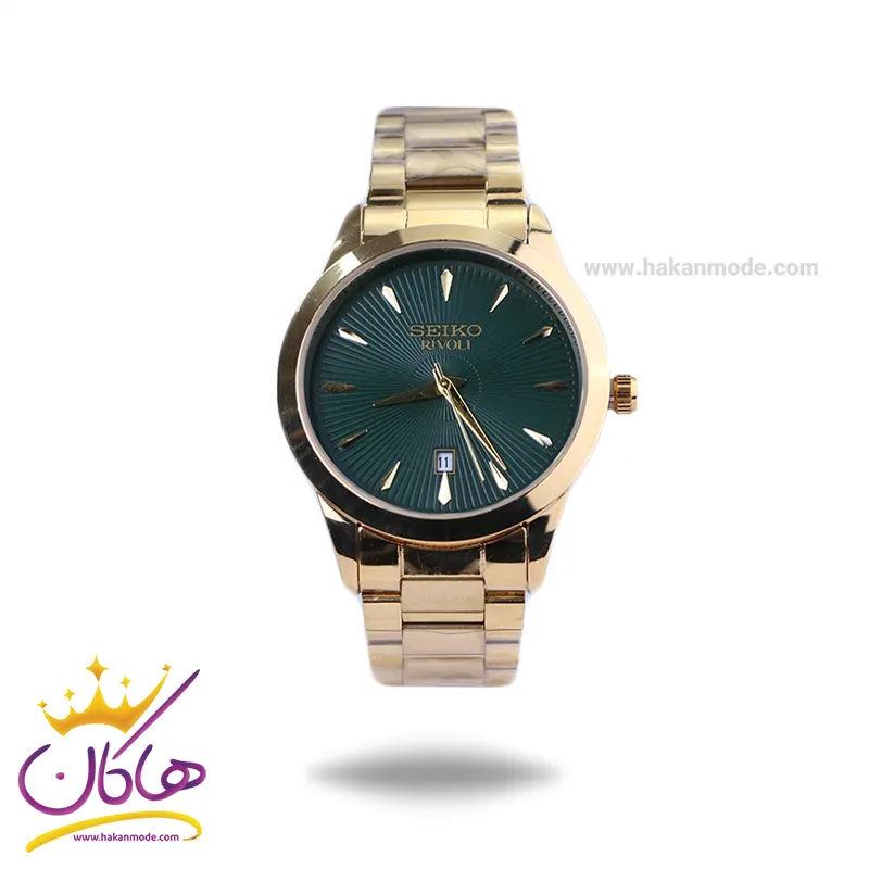 Seiko-rivoli-watch-code-OS9.431.webp ساعت سیکو مردانه فلزی طلایی صفحه سبز OS 9/43 - Image 1