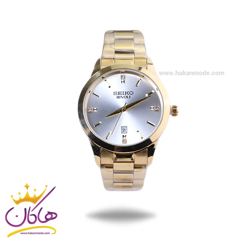 Seiko-rivoli-watch-code-OS9.481.webp ساعت مچی سیکو مردانه فلزی طلایی صفحه نقره ای OS 9/48 - Image 1