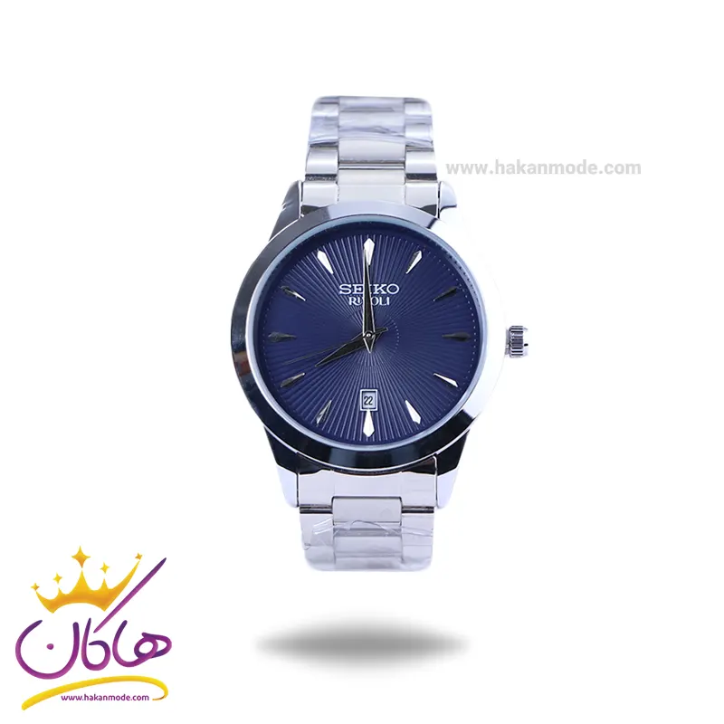 Seiko-rivoli-watch-code-OS9.61.webp ساعت مچی سیکو مردانه فلزی نقره ای صفحه سرمه ای OS9/6 - Image 1