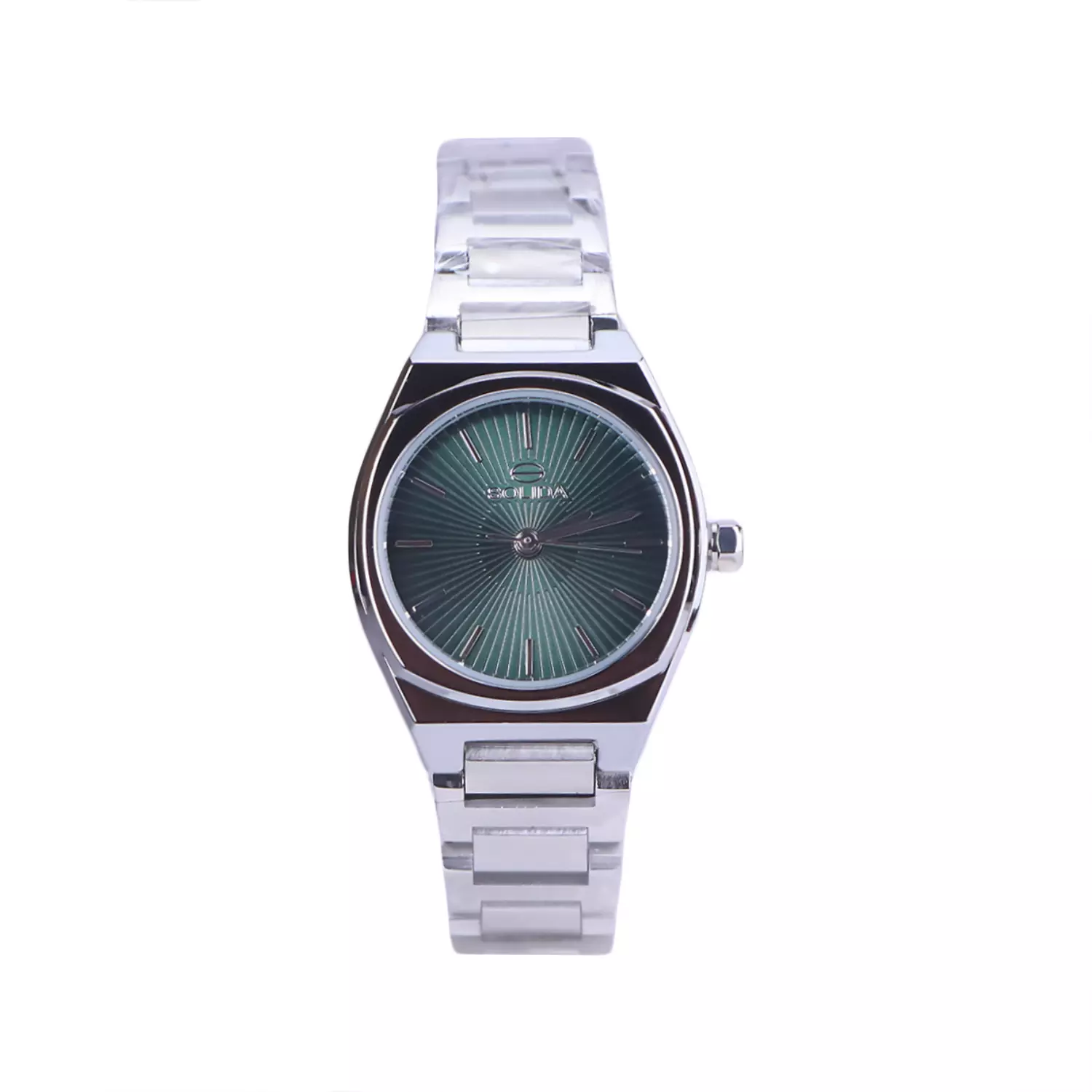 Solida-Watch-Code-6120.61-1.webp ساعت مچی سولیدا زنانه فلزی نقره ای صفحه سبز 6120/6 - Image 1
