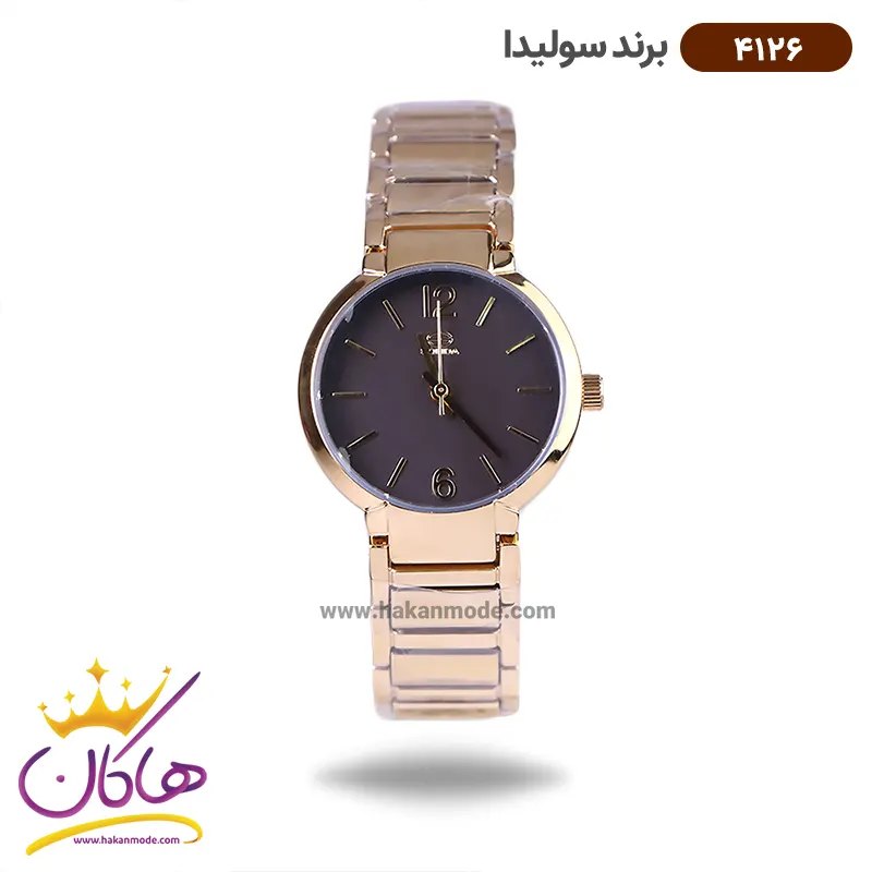 Solida-watch-code-4126-1.webp ساعت مچی سولیدا زنانه استیل طلایی صفحه مشکی 4126/3 - Image 1
