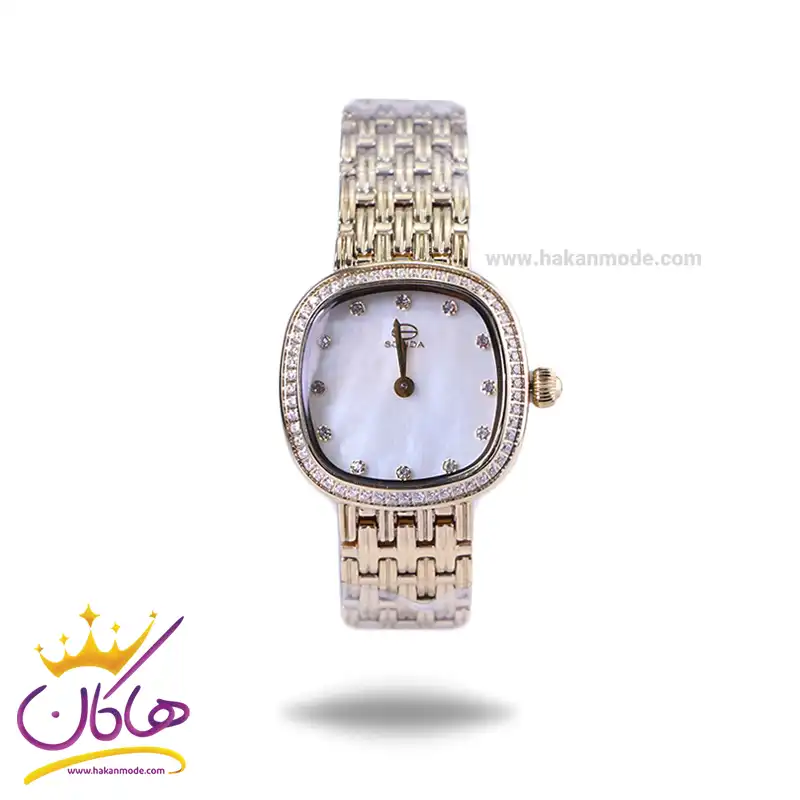 Solida-watch-code-4135.41.webp ساعت مچی سولیدا زنانه فلزی طلایی قاب نگین دار 4135/4 - Image 1