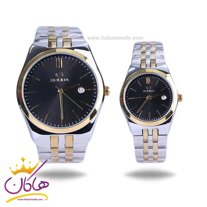 Solida-watch-code-G-2140.8-L-2140.8set.webp ساعت مچی ست سولیدا استیل صفحه مشکی 2140 - Image 1