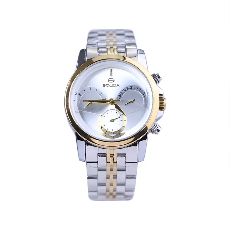 Solida-watch-code-L-2142.51.webp ساعت عقربه ای سولیدا زنانه فلزی نقره ای طلایی L2142/5 - Image 1