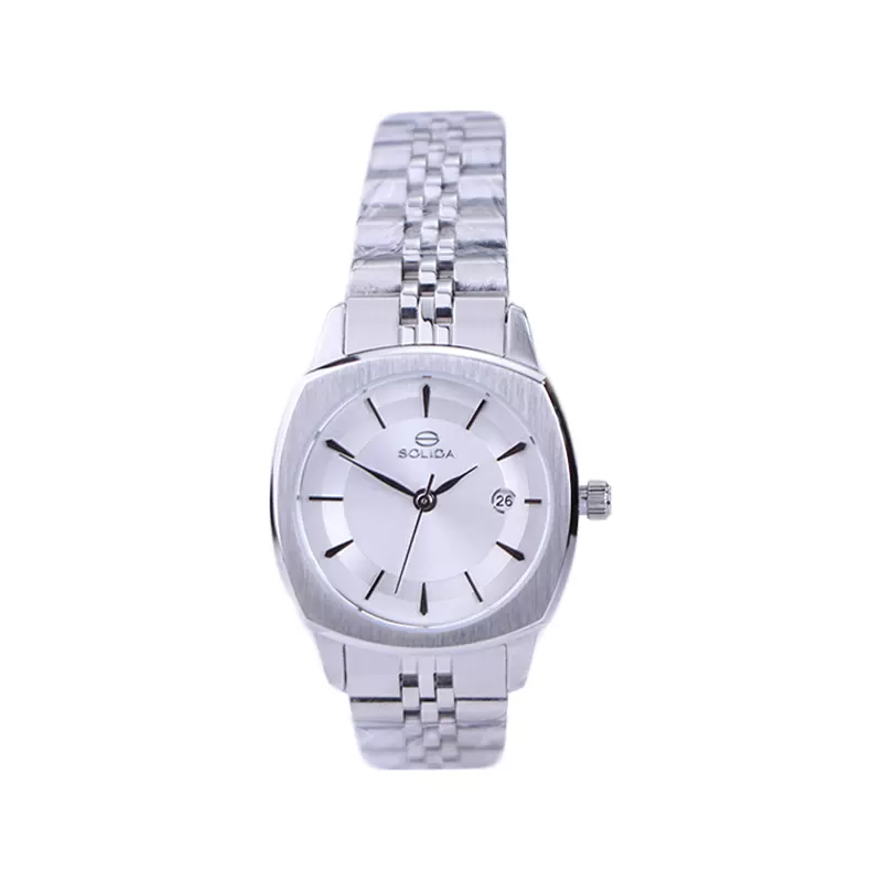 Solida-watch-code-L-6113.11.webp ساعت عقربه ای سولیدا زنانه فلزی قاب مربع نقره ای L 6113/1 - Image 1