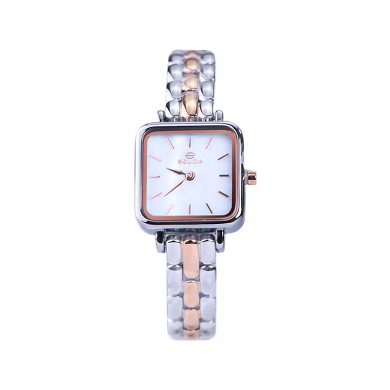Solida-watch-code-L-6114.111.webp ساعت مچی سولیدا زنانه فلزی نقره ای رزگلد قاب مربع L 6114/11 - Image 1