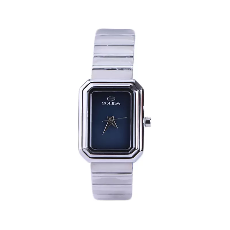 Solida-watch-code-L-6126.101.webp ساعت مچی سولیدا زنانه فلزی قاب مستطیل صفحه سرمه ای L 6126/10 - Image 1