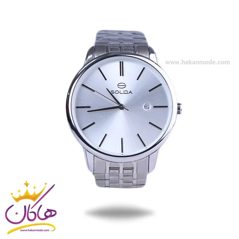 Solida-watch-code-S2134G.11.webp ساعت مچی عقربه ای سولیدا مردانه فلزی نقره ای G2134/1 - Image 1