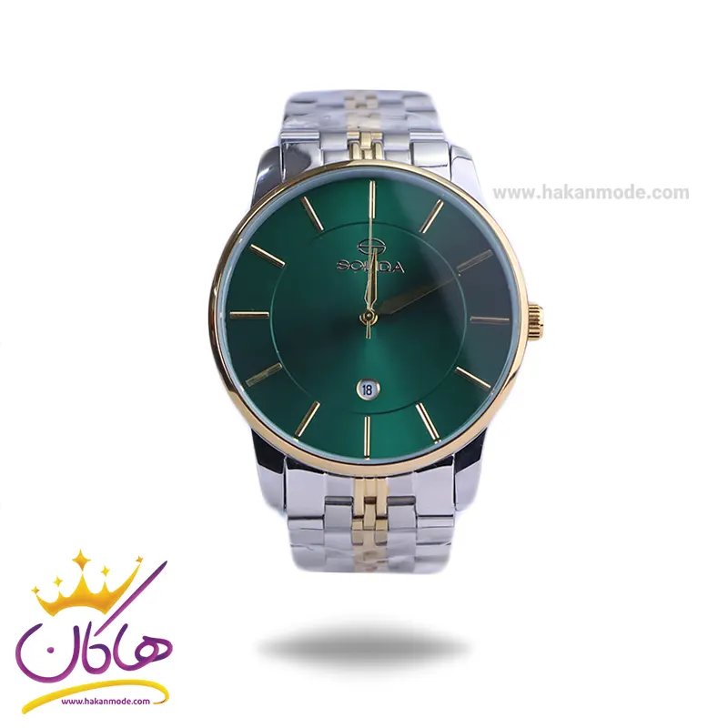 Solida-watch-code-S2135G.81.webp ساعت عقربه ای سولیدا مردانه فلزی صفحه سبز G2135/8 - Image 1