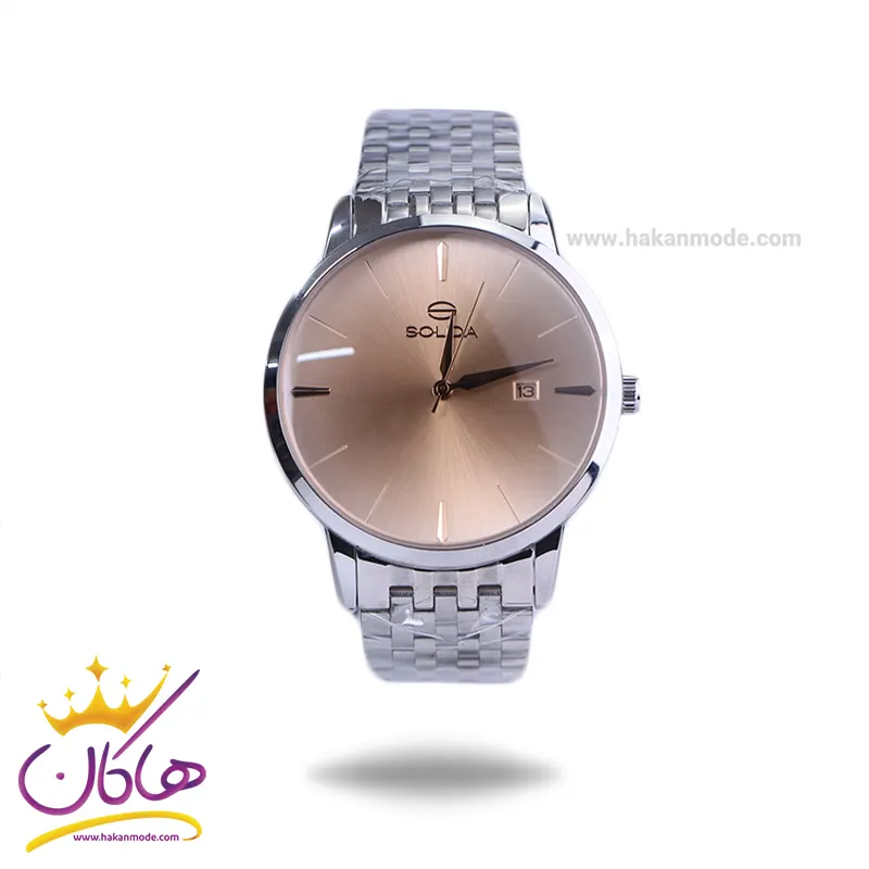 Solida-watch-code-S2137G.11.webp ساعت مچی عقربه ای سولیدا مردانه فلزی نقره ای G2137/1 - Image 1