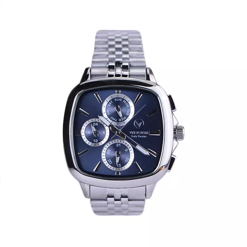 Vittoria-watch-code-VT-3403.11.webp ساعت مچی ویتوریا مردانه فلزی صفحه مربع سرمه ای VT 3403/1 - Image 1