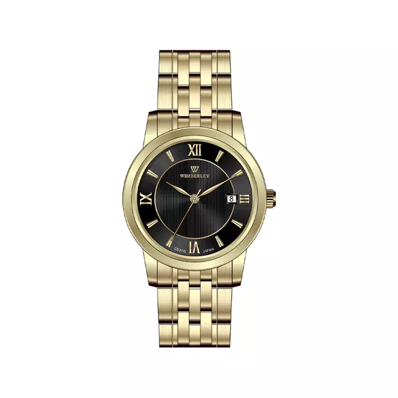 Wimberley-Watch-Code-WB-CS311L-H1-1.webp ساعت مچی ویمبرلی زنانه فلزی طلایی صفحه مشکی WB-CS311L-H - Image 1