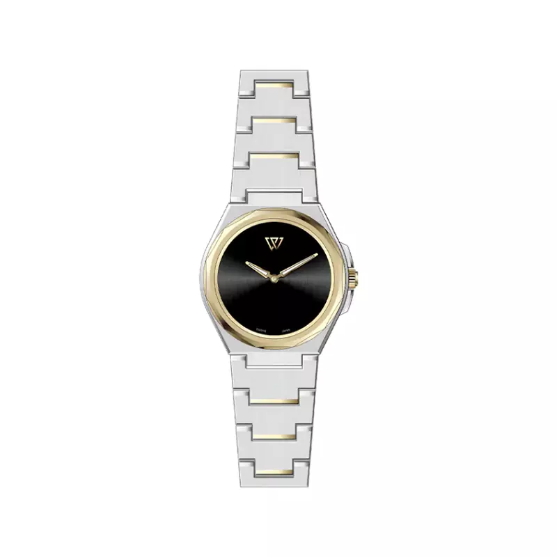 Wimberley-Watch-Code-WB-CS321L-N1.webp ساعت مچی ویمبرلی زنانه فلزی قاب طلایی صفحه مشکی WB-CS321L-N - Image 1