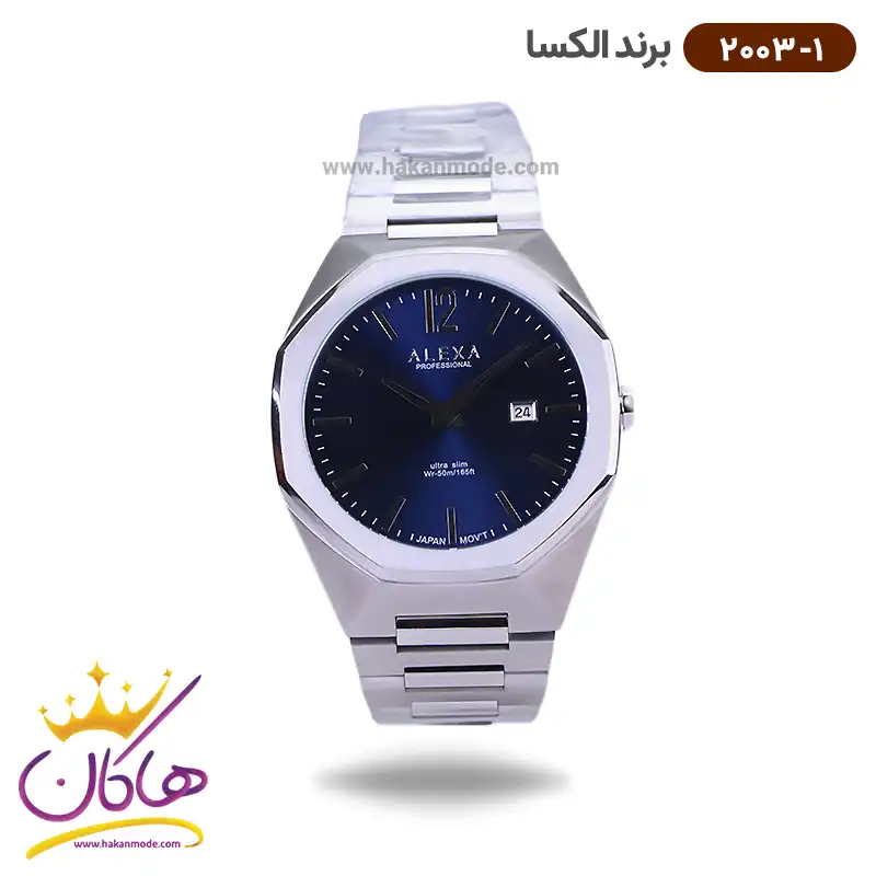 alexa-watch-code-2003.11.webp ساعت الکسا مردانه فلزی صفحه سورمه ای 2003/1 - Image 1