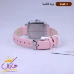 ساعت الکسا زنانه بند چرم صورتی قاب مربع 2019/1 - Image 2