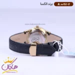 ساعت الکسا زنانه چرم مشکی قاب طلایی 0097/2 - Image 3