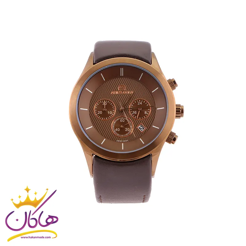 aris-gold-watch-code-G-2931-2.webp ساعت مردانه آریس گلد فول چرم قهوای | ARIES GOLD G2931 - Image 1