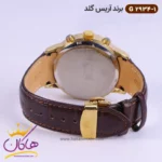 ساعت ست آریس گلد بند چرمی صفحه نقره ای 2934 - Image 3