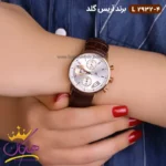 ساعت ست آریس گلد بند چرمی قهوه ای 2932 - Image 5