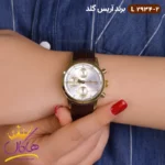 ساعت ست آریس گلد بند چرمی صفحه نقره ای 2934 - Image 11
