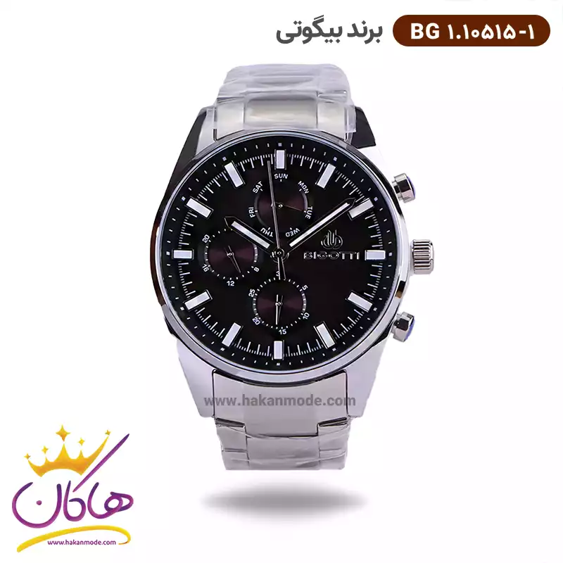 bigotti-watch-code-BG-1.10515.11.webp ساعت مچی بیگوتی مردانه فلزی نقره ای سه موتوره کد BG.1.10515-1 - Image 1