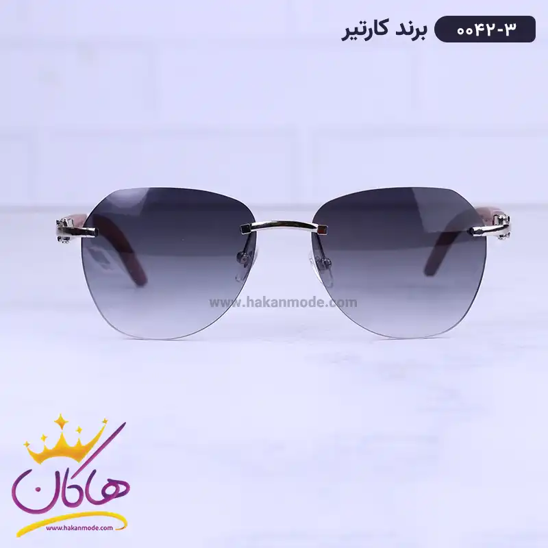 cartier-sunglasses-code-0042.31.webp عینک آفتابی مردانه کارتیر دسته چوبی 0042/3 - Image 1