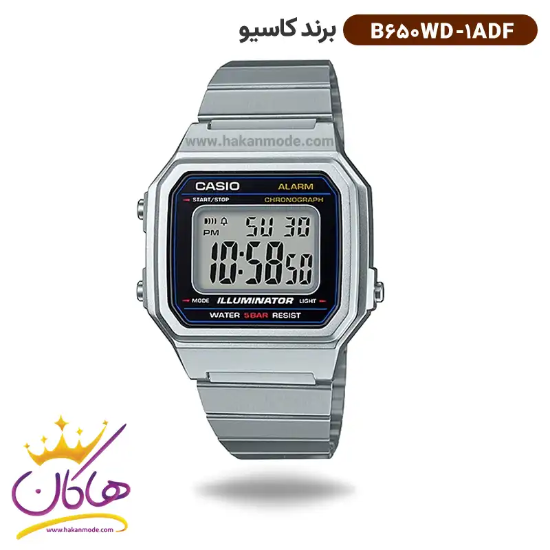 casio-watch-code-B650WD-1ADF1.webp ساعت کاسیو مردانه فلزی نقره ای دیجیتال B650WD-1ADF - Image 1