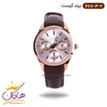 ساعت کرست ست بند چرمی قهوه ای فول دیت 6711/3 - Image 3