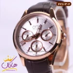 ساعت کرست ست بند چرمی قهوه ای فول دیت 6711/3 - Image 2