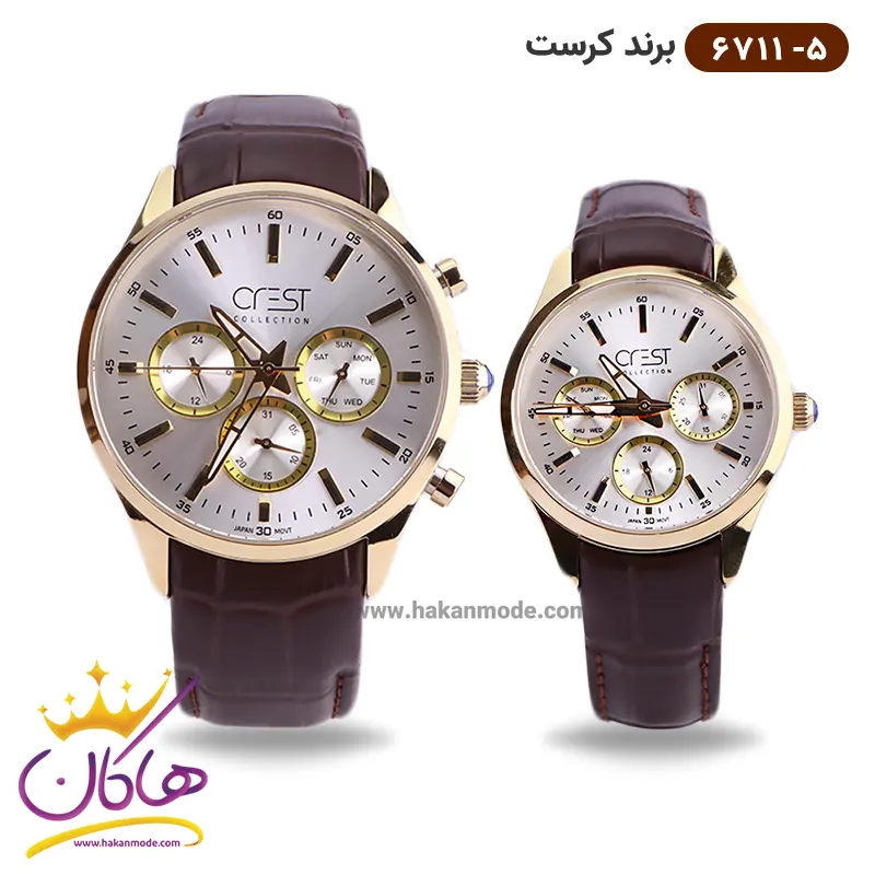 crest-bernd-watch-code-6711.5.1-set.webp ساعت کرست ست بند چرمی فول دیت 6711/5 - Image 1