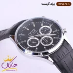ساعت کرست ست بند چرم مشکی سه موتوره 6711/7 - Image 8