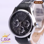 ساعت کرست ست بند چرم مشکی سه موتوره 6711/7 - Image 2