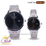 ساعت کرست ست فلزی نقره ای صفحه مشکی مدل 6705/8