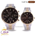 ساعت کرست ست فلزی قاب طلایی صفحه مشکی 6709/4