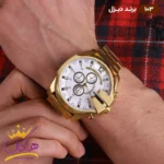 ساعت دیزل شاخدار طلایی صفحه سفید مردانه | کد 103 - Image 2